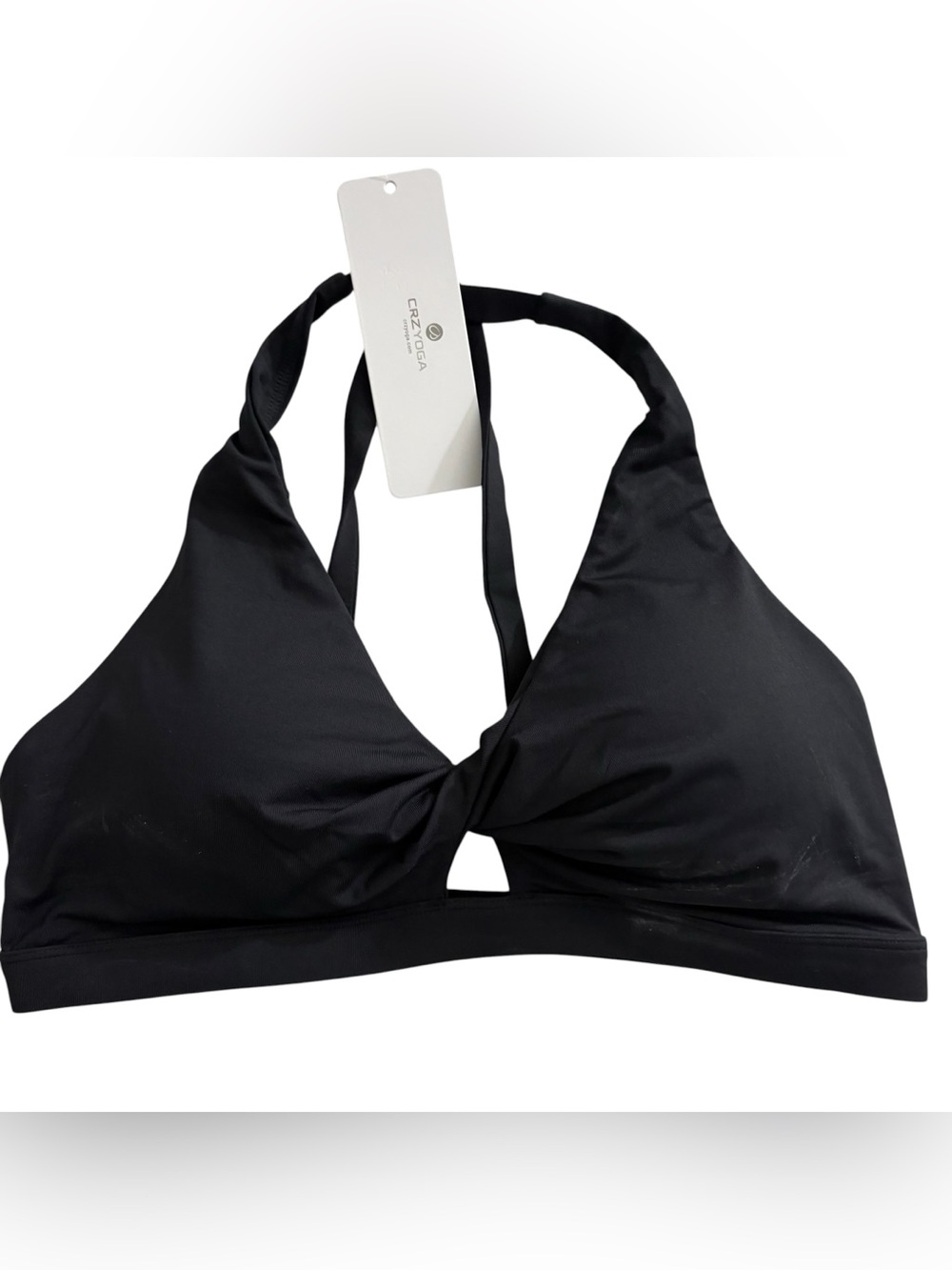 CRZ YOGA Women’s Black Twist Bikini Top Size XL NWT